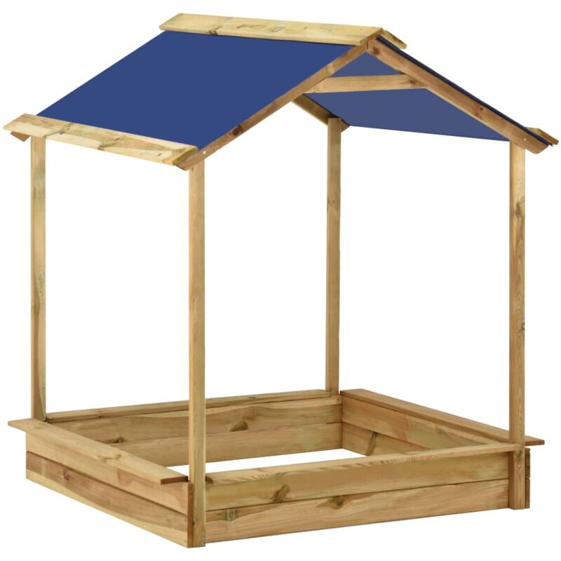 

vidaXL Casa de juegos de jardín con arenero madera pino 128x120x145 cm - Azul