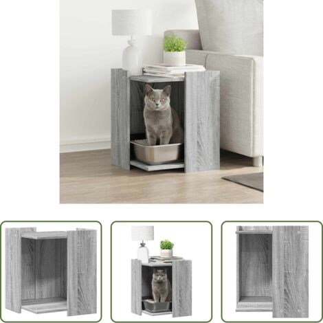 vidaXL Casa para gatos -  Mueble arenero para gatos madera gris Sonoma 42x42x51 cm