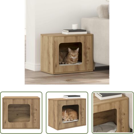 vidaXL Casa per felini -  Casa per Gatti Rovere Artigianale 51 x 30 x 42,5 cm