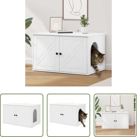 vidaXL Casa per gatti in legno -  Casa per Gatti Bianco 85 x 55 x 50,5 cm Legno multistrato