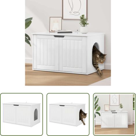 vidaXL Casa per gatti in legno -  Casa per Gatti Bianco Lucido 85 x 55 x 50,5 cm
