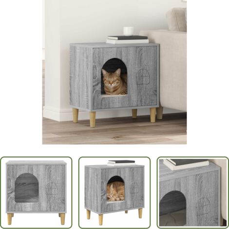 vidaXL Casa per gatti in legno -  Casa per Gatti Grigio Sonoma 51 x 30 x 52 cm Legno multistrato