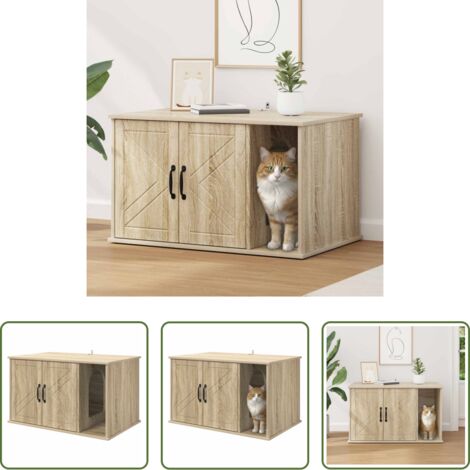 vidaXL Casa per gatti in legno -  Casa per Gatti Sonoma 85 x 55 x 50 cm Legno multistrato