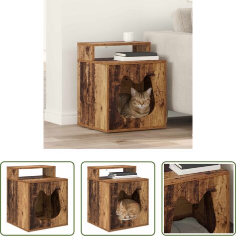 vidaXL Casa per gatti in legno ingegnerizzato -  Casa per Gatti Legno vecchio 42,5 x 40 x 53,5 cm