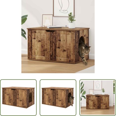 vidaXL Casa per gatti in legno vecchio -  Casa per Gatti Legno vecchio 85 x 55 x 50,5 cm