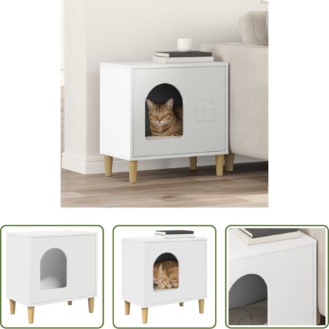 vidaXL Casa per gatti moderna -  Casa per Gatti Bianco 51 x 30 x 52 cm Legno multistrato