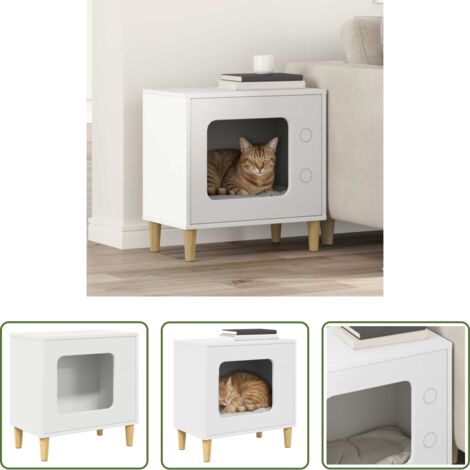 vidaXL Casa per gatti moderna -  Casa per Gatti Bianco 51 x 30 x 52 cm Legno multistrato