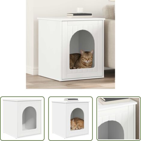 vidaXL Casa per gatti moderna -  Casa per Gatti Bianco 53 x 52 x 62 cm Legno multistrato