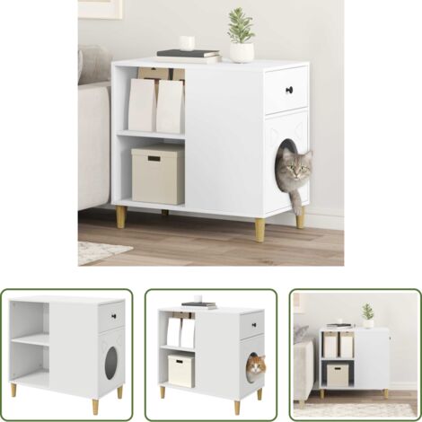 vidaXL Casa per gatti moderna -  Casa per Gatti Bianco 72 x 42.5 x 70 cm Legno multistrato
