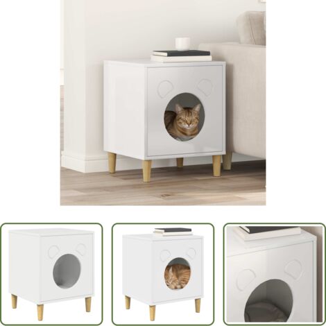 vidaXL Casa per gatti moderna -  Casa per Gatti Bianco Lucido 42,5 x 40 x 53 cm