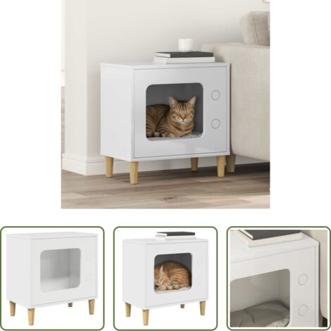 vidaXL Casa per gatti moderna -  Casa per Gatti Bianco Lucido 51 x 30 x 52 cm Legno multistrato