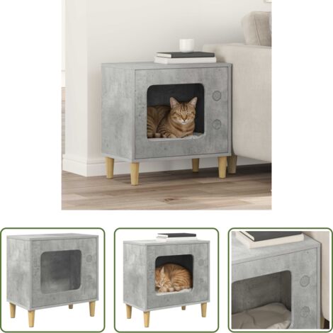 vidaXL Casa per gatti moderna -  Casa per Gatti Calcestruzzo 51 x 30 x 52 cm Legno multistrato