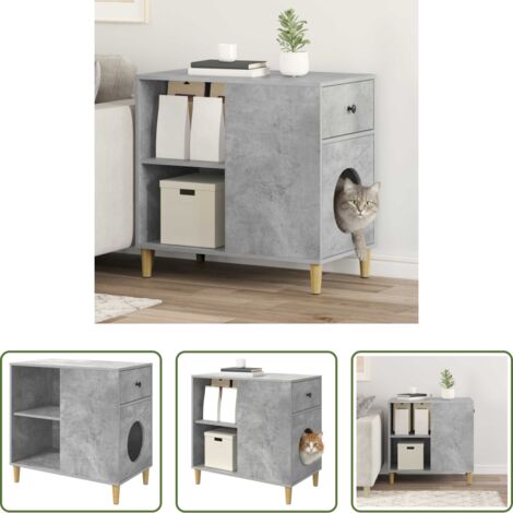 vidaXL Casa per gatti moderna -  Casa per Gatti Calcestruzzo 72 x 42.5 x 70 cm Legno multistrato