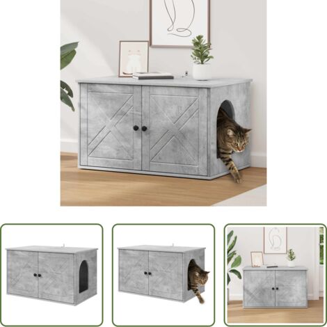 vidaXL Casa per gatti moderna -  Casa per Gatti Calcestruzzo 85 x 55 x 50 cm Legno multistrato