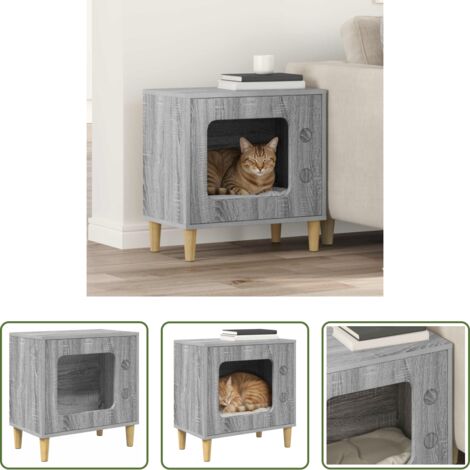 vidaXL Casa per gatti moderna -  Casa per Gatti Grigio Sonoma 51 x 30 x 52 cm Legno multistrato