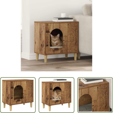vidaXL Casa per gatti moderna -  Casa per Gatti Legno vecchio 51 x 30 x 52 cm Legno multistrato