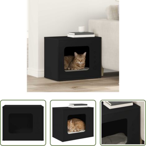 vidaXL Casa per gatti moderna -  Casa per Gatti Nero 51 x 30 x 42,5 cm Legno multistrato