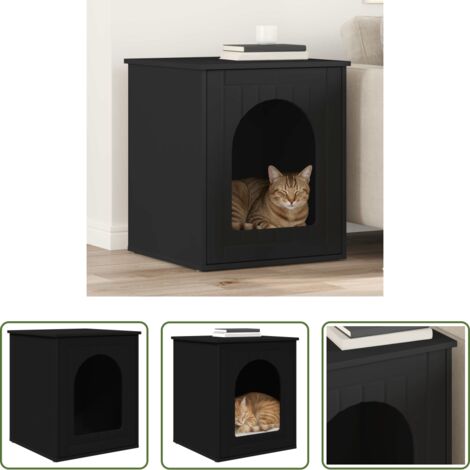 vidaXL Casa per gatti moderna -  Casa per Gatti Nero 53 x 52 x 62 cm Legno multistrato