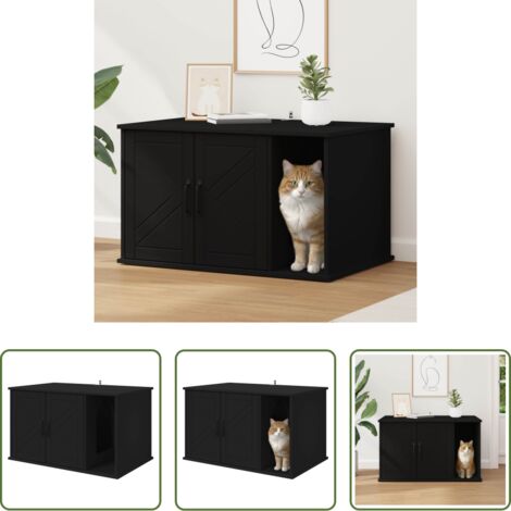 vidaXL Casa per gatti moderna -  Casa per Gatti Nero 85 x 55 x 50 cm Legno multistrato