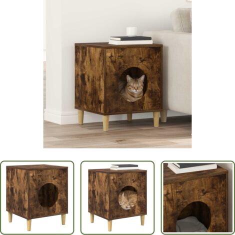 vidaXL Casa per gatti moderna -  Casa per Gatti Rovere fumé 42,5 x 40 x 53 cm Legno multistrato