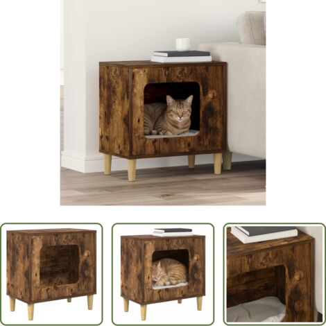 vidaXL Casa per gatti moderna -  Casa per Gatti Rovere fumé 51 x 30 x 52 cm Legno multistrato