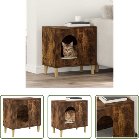 vidaXL Casa per gatti moderna -  Casa per Gatti Rovere fumé 51 x 30 x 52 cm Legno multistrato