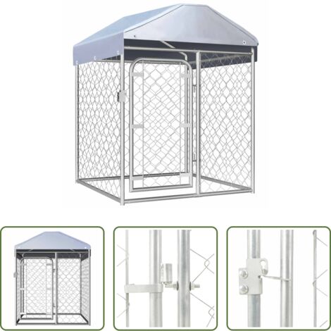 vidaXL Caseta de exterior - Perrera de exterior con techo 100x100x125 cm
