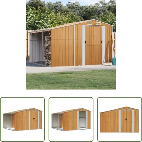 vidaXL Caseta de herramientas -  Cobertizo jardín acero galvanizado marrón claro 277x279x179 cm