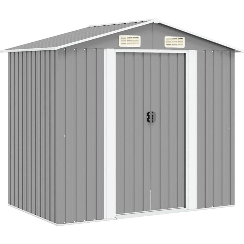 

Caseta de jardín de metal 204x132x186 cm gris - Gris - Vidaxl