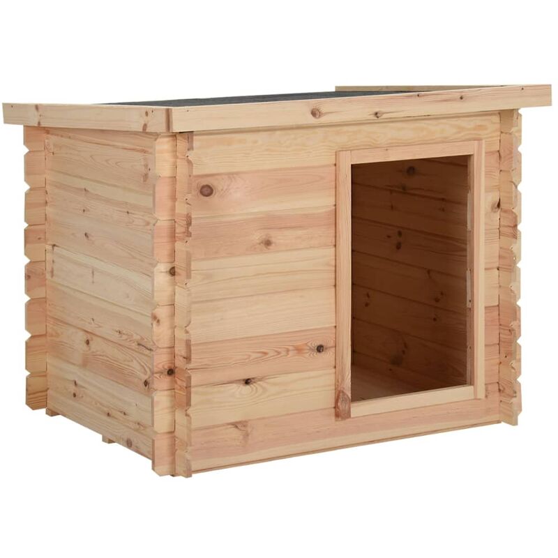 

vidaXL Caseta para perros madera macizo de pino 80x80x100 cm 14 mm - Marrón