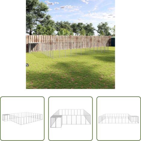 vidaXL Caseta -  Perrera plateada 25,41 m² acero