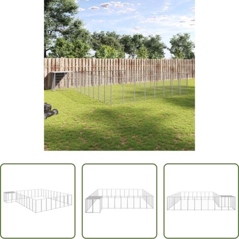 vidaXL Caseta -  Perrera plateada 25,41 m² acero