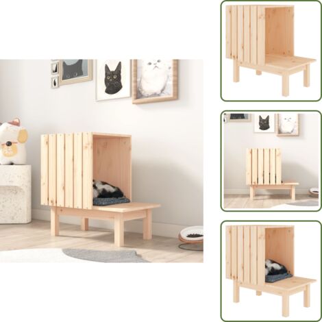 - vidaXL Casetta per Gatti 60x36x60 cm in Legno Massello di Pino -