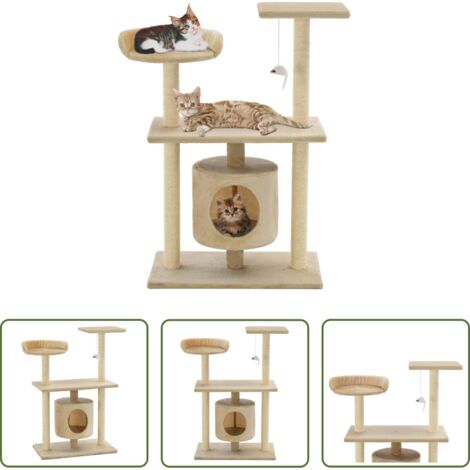 vidaXL Casetta per gatti -  Albero per Gatti con Tiragraffi in Sisal 95 cm Beige
