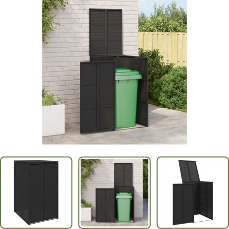 vidaXL Cassa per rifiuti esterna -  Cassa per Spazzatura Nero 65 x 80 x 115 cm Polietilene