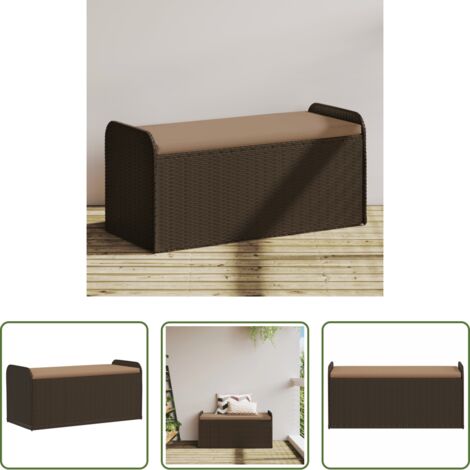 vidaXL Cassapanca -  Cassapanca con Cuscino Marrone 115x51x52 cm in Polyrattan