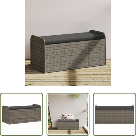 vidaXL Cassapanca con cuscino -  Cassapanca con Cuscino Grigia 115x51x52 cm in Polyrattan