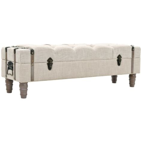 vidaXL Cassapanca in Legno Massello e Acciaio 111x34x37 cm
