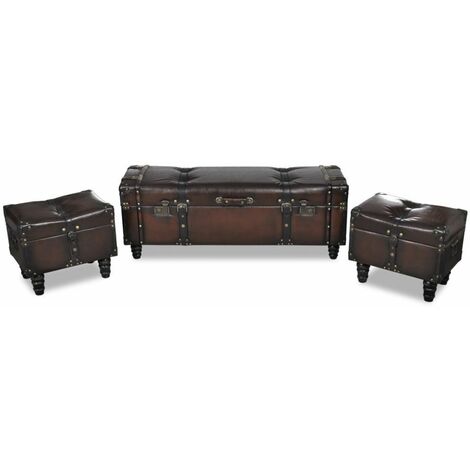vidaXL Cassapanca Set 3 pz Marrone