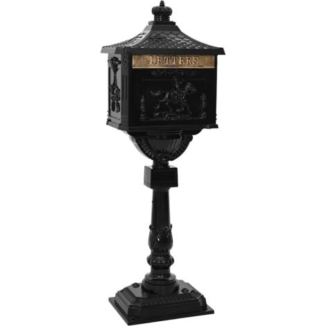 vidaXL Cassetta Postale Verticale con porta Nero 42,5 x 29,5 x
