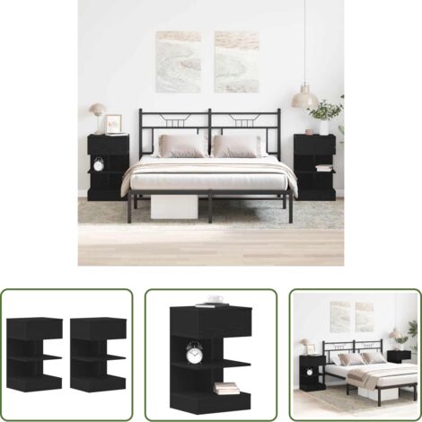 vidaXL Cassetti -  Armadio da Notte con cassetto 2 pcs Rovere Nero 40 x 35 x 65 cm