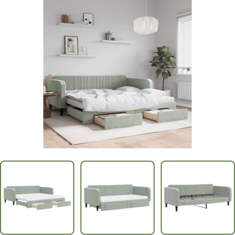 vidaXL Cassetti con ruote -  Divano Letto Estraibile Cassetti Grigio Chiaro 100x200 Velluto