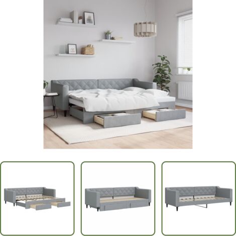 vidaXL Cassetti con ruote -  Divano Letto Estraibile Cassetti Grigio Chiaro 80x200cm Tessuto