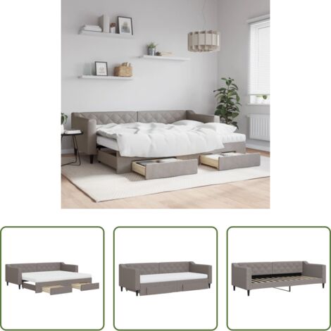 vidaXL Cassetti con ruote -  Divano Letto Estraibile con Cassetti Tortora 80x200 cm Tessuto