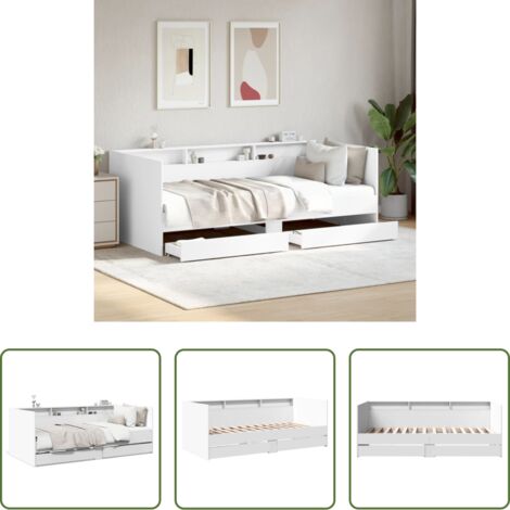 vidaXL Cassetti -  Divano Letto con Cassetti senza Materasso Bianco 100x200 cm