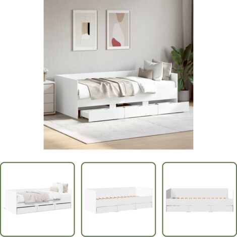 vidaXL Cassetti -  Divano Letto con Cassetti senza Materasso Bianco 100x200 cm