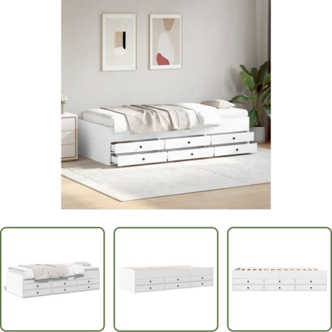 vidaXL Cassetti -  Divano Letto con Cassetti senza Materasso Bianco 90x190 cm