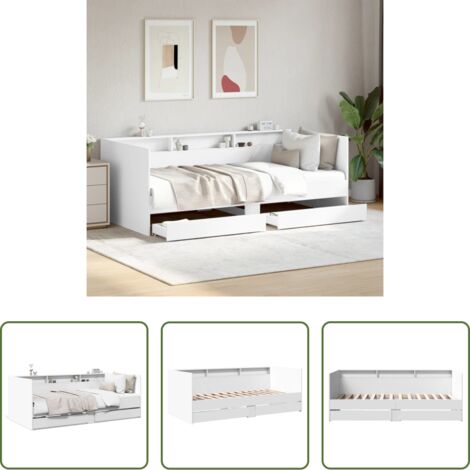 vidaXL Cassetti -  Divano Letto con Cassetti senza Materasso Bianco 90x190 cm