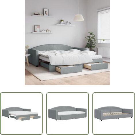 vidaXL Cassetti -  Divano Letto Estraibile Cassetti Grigio Chiaro 100x200 Tessuto