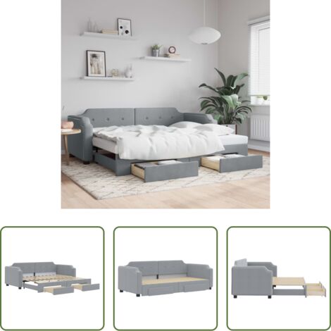 vidaXL Cassetti -  Divano Letto Estraibile Cassetti Grigio Chiaro 80x200cm Tessuto
